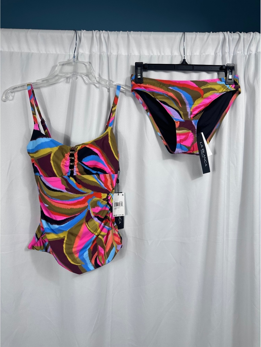 La Blanca Women's Multi-Color Tankini Top & Matching Bottom Size 4